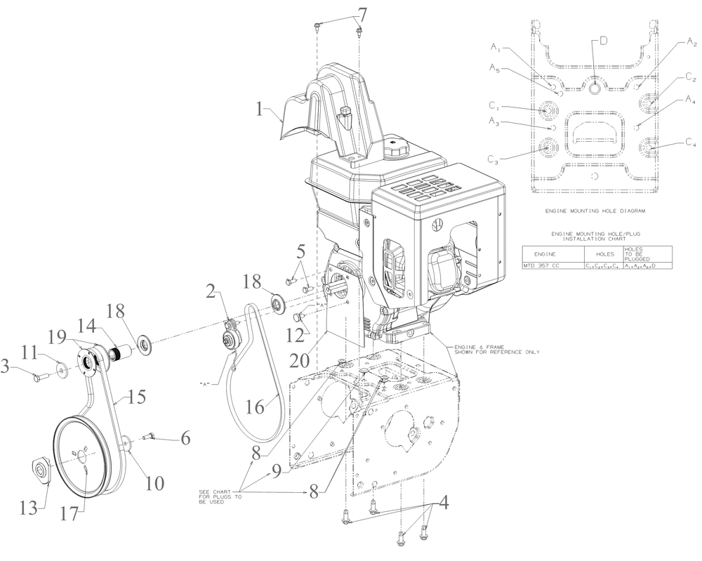 Engine Drive Diagram and Parts List for 3X26-INCH (31AH5JVAB56)(2023) Cub Cadet Snow Blower